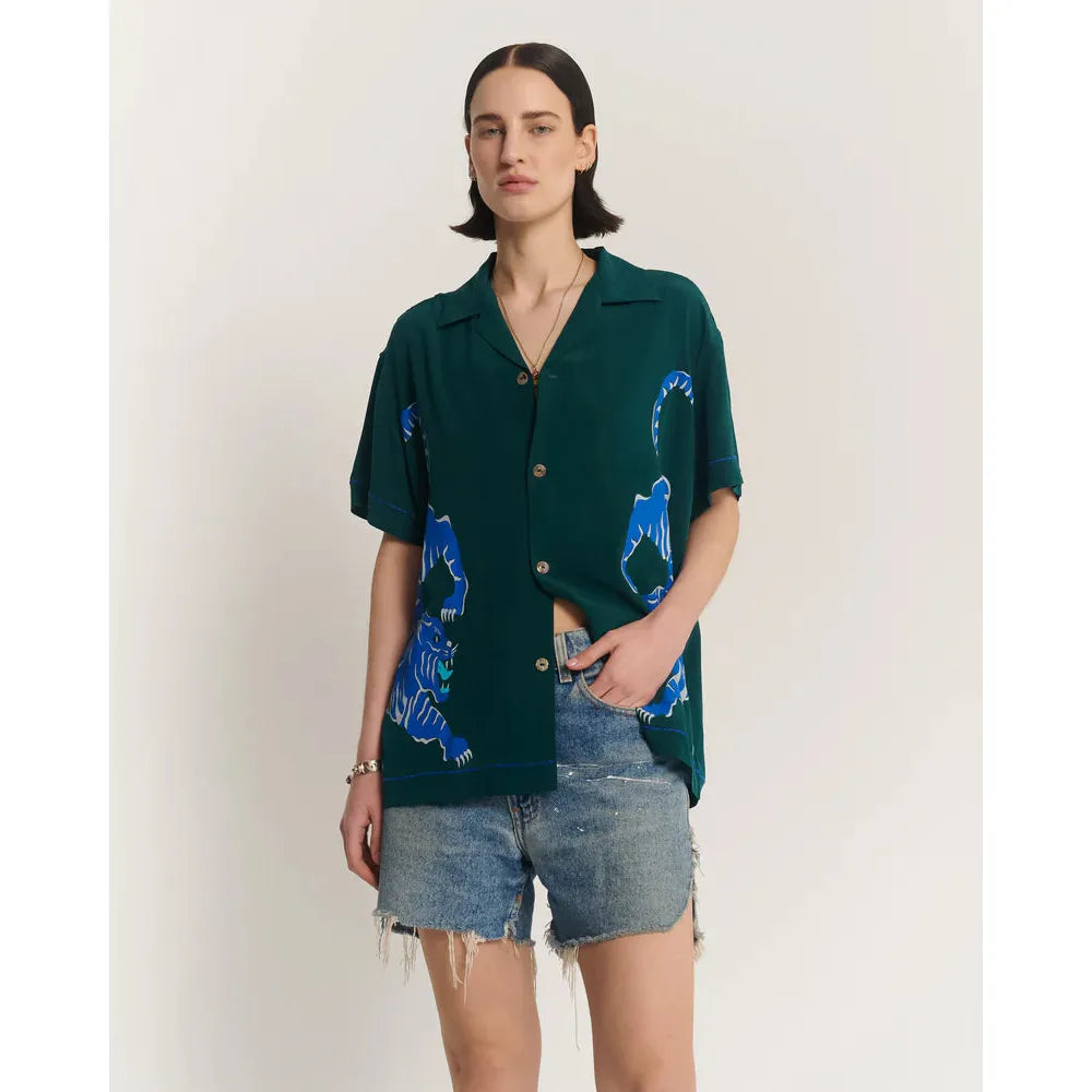 Crouching Tiger Silk shirt - emerald