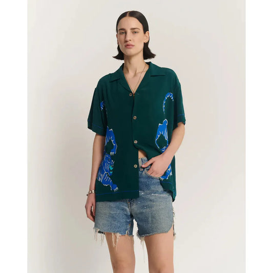 Crouching Tiger Silk shirt - emerald