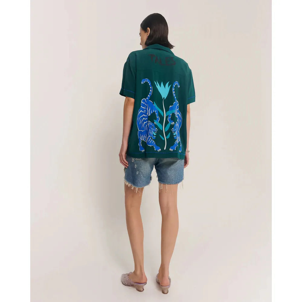 Crouching Tiger Silk shirt - emerald