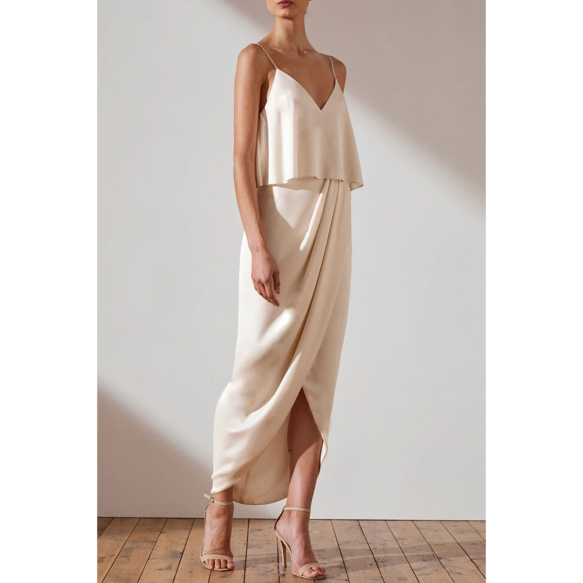 Shona joy luxe on sale draped cocktail frill dress